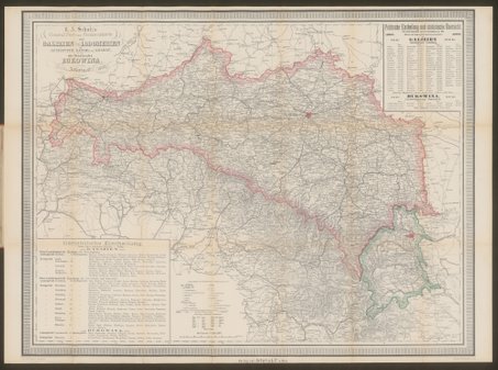 Map of Galicja and Bukowina from year 1900.