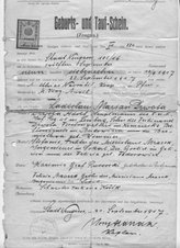 Birth certificate Władysław Marian Drwota.