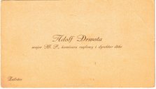 Adolf Drwota business card  1932.