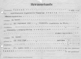 Marriedge Certificate for Leokadia and  Władysław Drwota, 26th of April 1946.